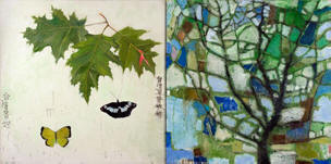 Oak Leaves, Butterflies, Green-Grey Winter Oak Tree - 1995-2010