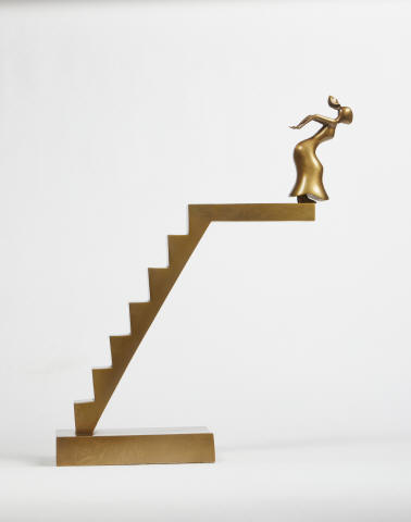 Claudia DeMonte - A Leap of Faith, 2022, bronze, 18 x 15 x 5.50 inches, ed. 2